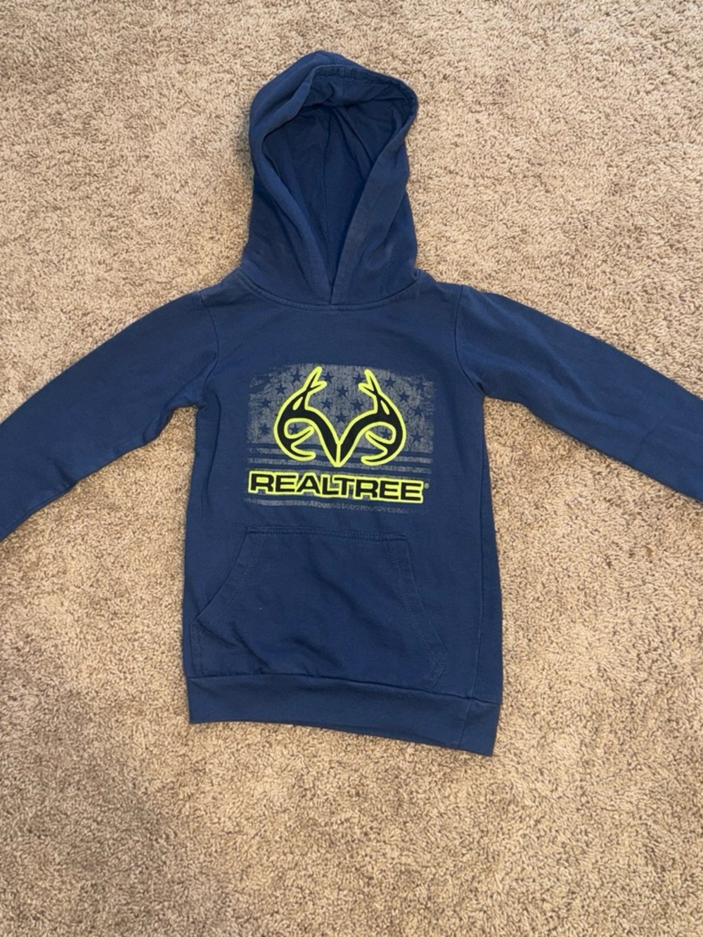 Realtree Navy Hoodie with Neon Yellow Logo